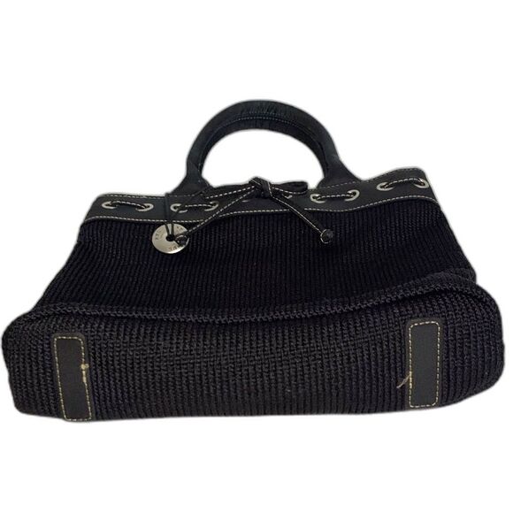 The Sak Black Open Crochet Mesh Eyelet Drawstring Dual Handle Satchel Bag - Picture 4 of 10